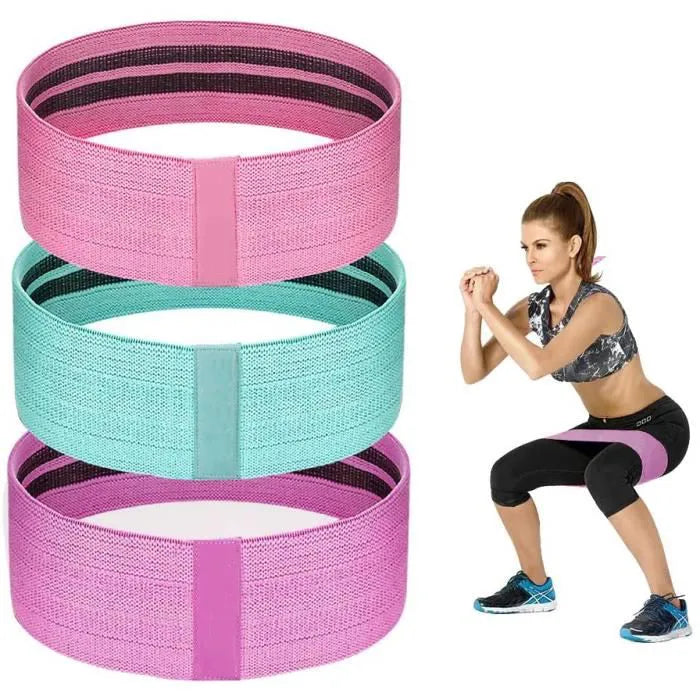 Lot de 3 Bande élastique Fitness en Tissu